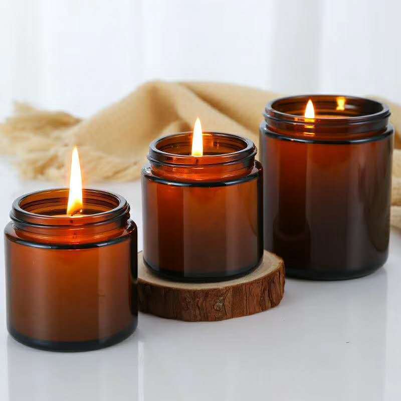 Candle Making Glass Jars - 6 szt. 100/250 ml bursztynowych szklanych