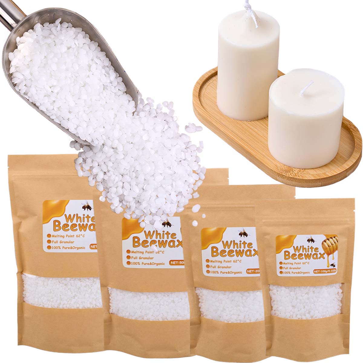 Candle Making Material - Biały Wosk Pszczelek Czysty Naturalny Granulowany